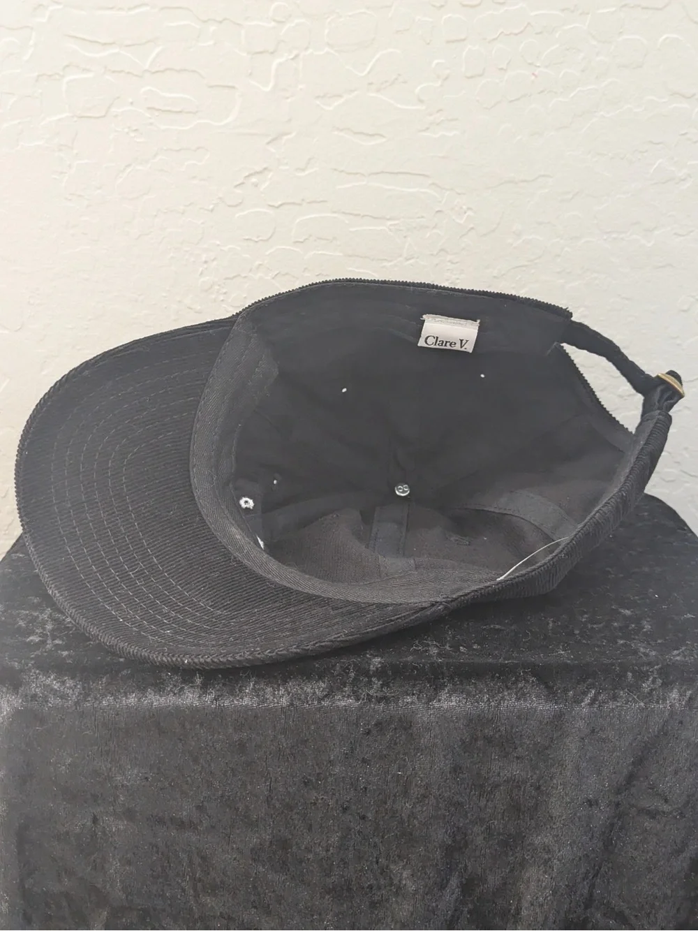 Clare V OUI Baseball Hat in Black Corduroy